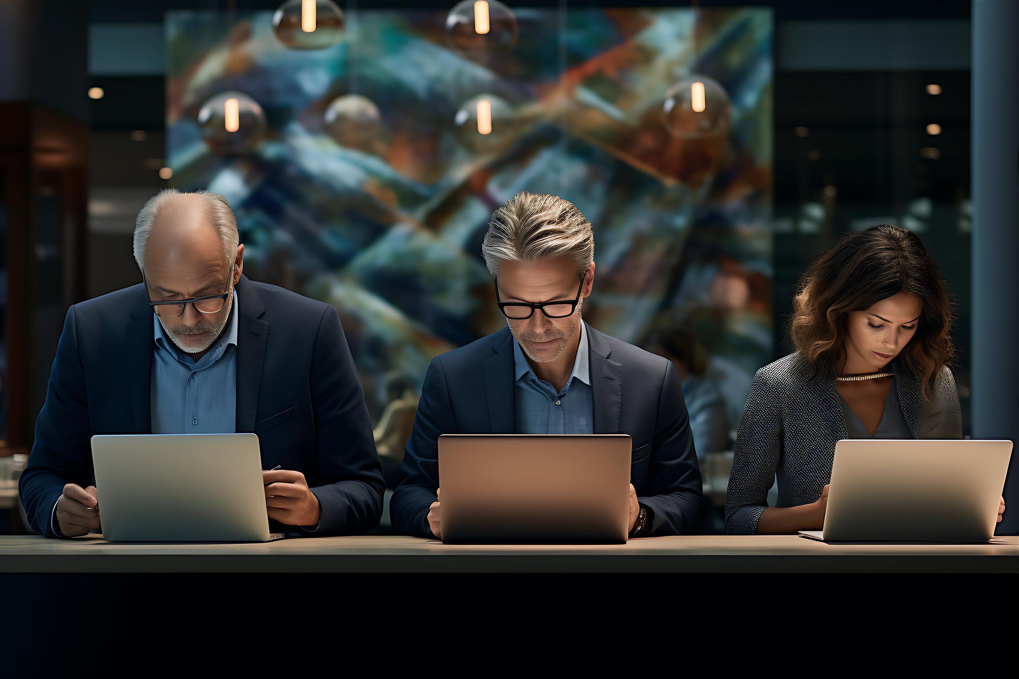 Team in modern financial workspace